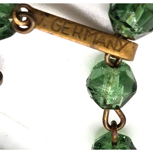 Rare W. Germany 1950s 4-Strand Green Glass Necklace AB Beads Baroque Vintage - Picture 7 of 7